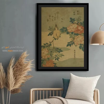 تابلوهای خاص و کمیاب - بوش واربلر و رز – تابلو نقاشی هوکوسای - اسپو دکور