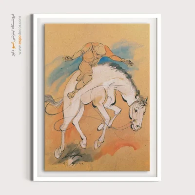 خرید تابلو نقاشی مینیاتور - اسب دیوانه – تابلو نقاشی های حسین بهزاد - اسپو دکور