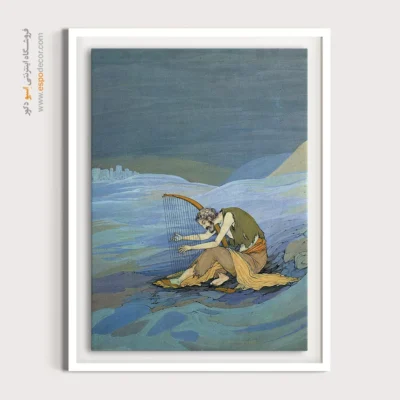 تابلو نقاشی روی بوم - پیرمرد و چنگ – تابلو نقاشی های حسین بهزاد - اسپو دکور