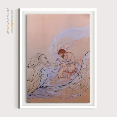 تابلو خط و نقاشی ایرانی - در کارگاه سفالگری من خالق هستم – تابلو نقاشی های حسین بهزاد - اسپو دکور