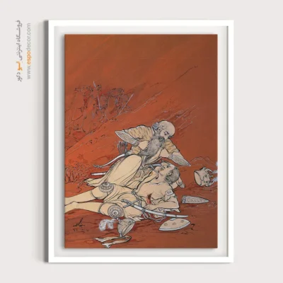 تابلو نفیس ایرانی - رستم و سهراب – تابلو نقاشی های حسین بهزاد - اسپو دکور