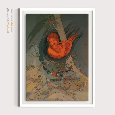 تابلو اتاق کار هنری - بشنو از نی چون حکایت میکند – تابلو نقاشی های حسین بهزاد - اسپو دکور