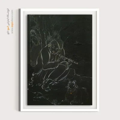 تابلوهای سنتی ایرانی برای خانه - فلوت نواز جوان – تابلو نقاشی های حسین بهزاد - اسپو دکور