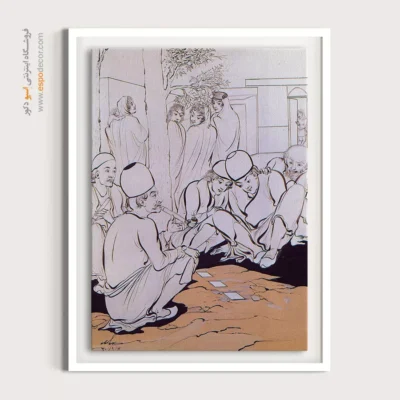 نقاشی‌های با ارزش ایرانی - کارت بازان جوان – تابلو نقاشی های حسین بهزاد - اسپو دکور