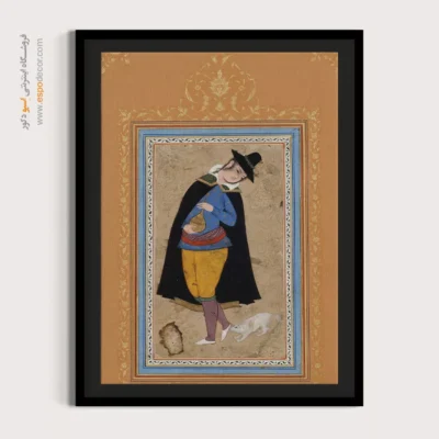 تابلو طرح قدیمی - مرد جوانی با لباس اروپایی – تابلو نقاشی ایرانی - اسپو دکور