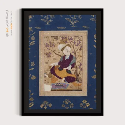 تابلو نقاشی های معروف ایرانی - مرد جوان مست زیر درختی گلدار – تابلو نقاشی ایرانی - اسپو دکور