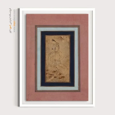 تابلو هنری ایرانی با سبک نگارگری - شاهزاده جوان روی صخره نشسته – تابلو نقاشی ایرانی - اسپو دکور