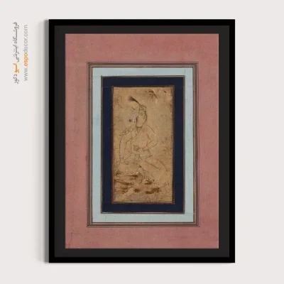 تابلو هنری ایرانی با سبک نگارگری - شاهزاده جوان روی صخره نشسته – تابلو نقاشی ایرانی - اسپو دکور