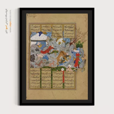 تابلو مینیاتور سنتی - مجنون برای آخرین بار از اردوگاه لیلی بازدید می کند – تابلو نقاشی ایرانی - اسپو دکور