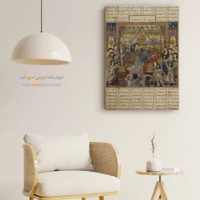 تابلو نگارگری مدرن ایرانی دیواری - تابوت اسکندر کبیر – تابلو نقاشی ایرانی - اسپو دکور