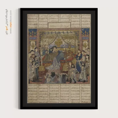 تابلو نگارگری مدرن ایرانی دیواری - تابوت اسکندر کبیر – تابلو نقاشی ایرانی - اسپو دکور