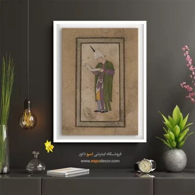 تابلو نقاشی ایرانی سنتی - مرد جوان در حال خواندن کتاب – تابلو نقاشی ایرانی - اسپو دکور