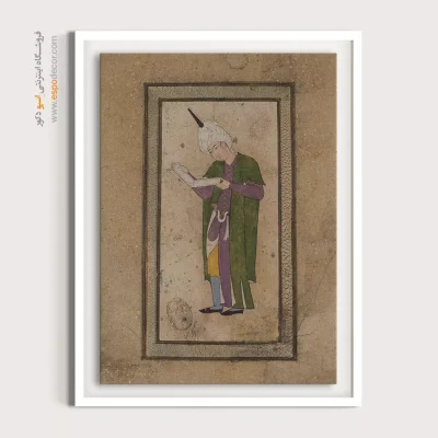 تابلو نقاشی ایرانی سنتی - مرد جوان در حال خواندن کتاب – تابلو نقاشی ایرانی - اسپو دکور