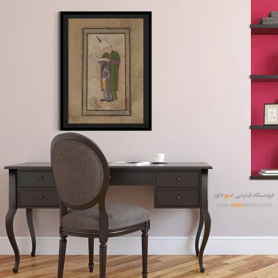 تابلو نقاشی ایرانی سنتی - مرد جوان در حال خواندن کتاب – تابلو نقاشی ایرانی - اسپو دکور