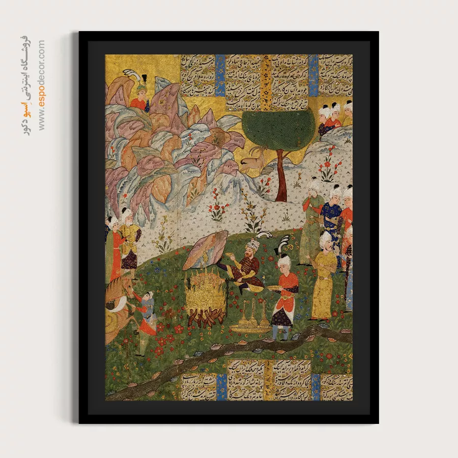 تابلو نقاشی مدرن ایرانی - رستم سنگ را پس می زند – تابلو نقاشی ایرانی - اسپو دکور