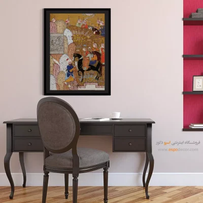 تابلو دکوراتیو - دیدار شیرین از فرهاد در کوه بیستون – تابلو نقاشی ایرانی - اسپو دکور