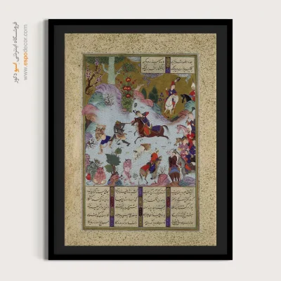 تابلو شیک برای پذیرایی - طهمورث دیوها را شکست می دهد – تابلو نقاشی ایرانی - اسپو دکور