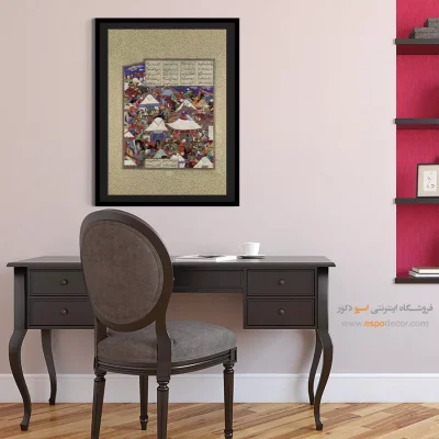 تابلو قدیمی تزئینی - اردوگاه ویران شده ایرانیان شبانه مورد حمله قرار گرفت – تابلو نقاشی ایرانی - اسپو دکور