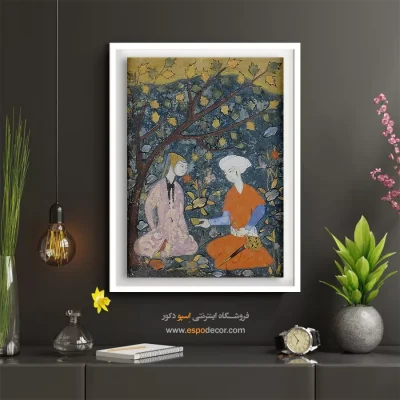 تابلو مینیاتور ایرانی دست‌ساز - خسرو و شیرین – تابلو نقاشی ایرانی - اسپو دکور