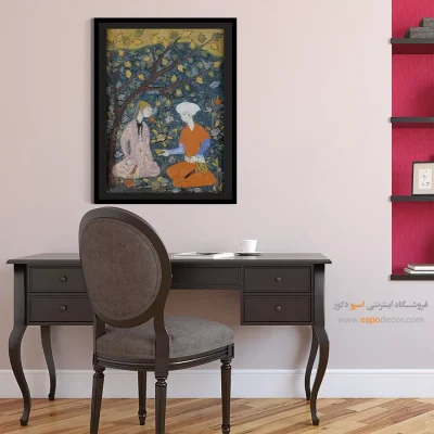 تابلو مینیاتور ایرانی دست‌ساز - خسرو و شیرین – تابلو نقاشی ایرانی - اسپو دکور