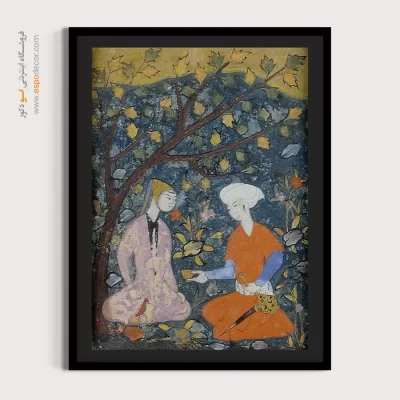 تابلو مینیاتور ایرانی دست‌ساز - خسرو و شیرین – تابلو نقاشی ایرانی - اسپو دکور