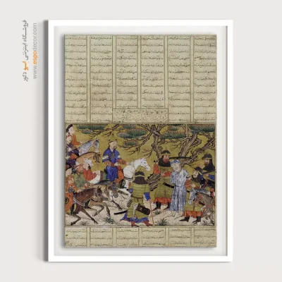 خرید تابلو نگارگری ایرانی برای کافه - دستگیری اردوان توسط اردشیر – تابلو نقاشی ایرانی - اسپو دکور