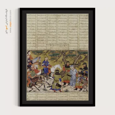 خرید تابلو نگارگری ایرانی برای کافه - دستگیری اردوان توسط اردشیر – تابلو نقاشی ایرانی - اسپو دکور