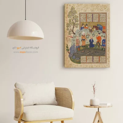 تابلو مینیاتور دست‌ساز ایرانی - کیخسرو آماده می‌شود تا افراسیاب را سر ببرد – تابلو نقاشی ایرانی - اسپو دکور