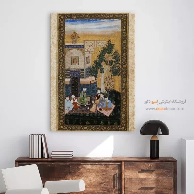 تابلو مینیاتور دیواری - استاد و شاگردانش – تابلو نقاشی ایرانی - اسپو دکور