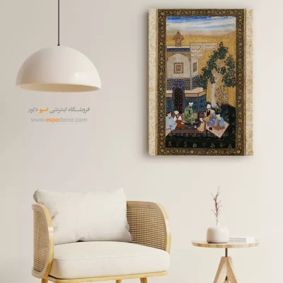 تابلو مینیاتور دیواری - استاد و شاگردانش – تابلو نقاشی ایرانی - اسپو دکور