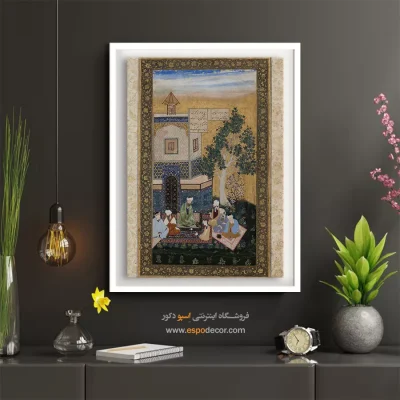 تابلو مینیاتور دیواری - استاد و شاگردانش – تابلو نقاشی ایرانی - اسپو دکور