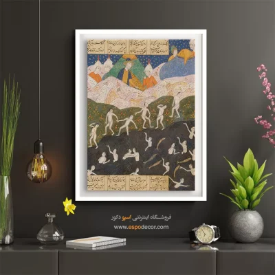 تابلو مینیاتور سبک سنتی - اسکندر و زیبارویان در دریای هند – تابلو نقاشی ایرانی - اسپو دکور