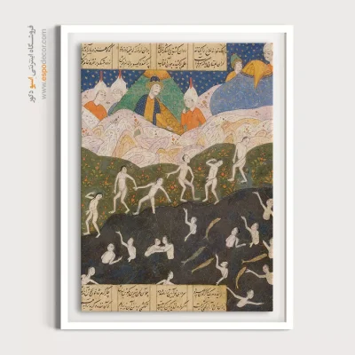 تابلو مینیاتور سبک سنتی - اسکندر و زیبارویان در دریای هند – تابلو نقاشی ایرانی - اسپو دکور