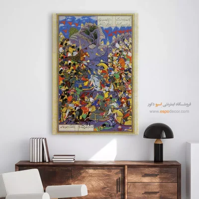 تابلو مینیاتور قدیمی - اسکندر می کشد و فتح می کند – تابلو نقاشی ایرانی - اسپو دکور