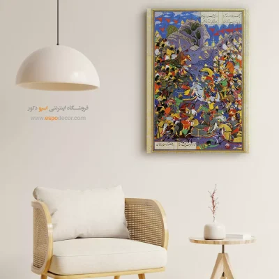 تابلو مینیاتور قدیمی - اسکندر می کشد و فتح می کند – تابلو نقاشی ایرانی - اسپو دکور