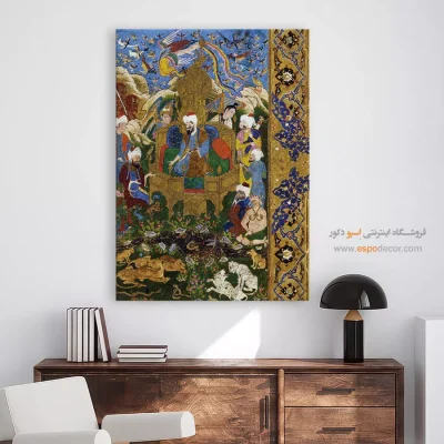 تابلو نقاشی ایرانی مینیاتور - بارگاه سلیمان – تابلو نقاشی ایرانی - اسپو دکور