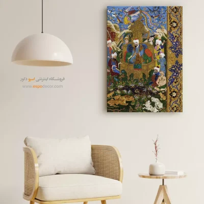 تابلو نقاشی ایرانی مینیاتور - بارگاه سلیمان – تابلو نقاشی ایرانی - اسپو دکور