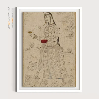 تابلو نقاشی دیواری ایرانی - بانویی که جامی در دست دارد – تابلو نقاشی ایرانی - اسپو دکور