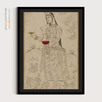 تابلو نقاشی دیواری ایرانی - بانویی که جامی در دست دارد – تابلو نقاشی ایرانی - اسپو دکور
