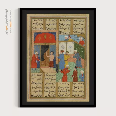 تابلو نقاشی زیبا - بردن پدر، مجنون را به خانه کعبه – تابلو نقاشی ایرانی - اسپو دکور