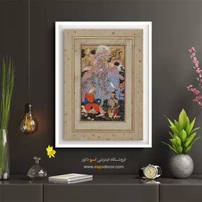 تابلو نقاشی مینیاتور ایرانی قدیمی - گیو، کیخسرو را باز می یابد – تابلو نقاشی ایرانی - اسپو دکور