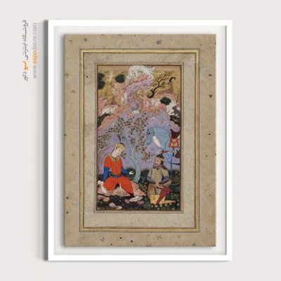 تابلو نقاشی مینیاتور ایرانی قدیمی - گیو، کیخسرو را باز می یابد – تابلو نقاشی ایرانی - اسپو دکور