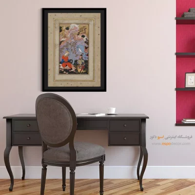 تابلو نقاشی مینیاتور ایرانی قدیمی - گیو، کیخسرو را باز می یابد – تابلو نقاشی ایرانی - اسپو دکور