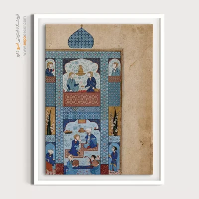تابلو نقاشی مینیاتور هنری - بهرام گور در عمارت آبی – تابلو نقاشی ایرانی - اسپو دکور