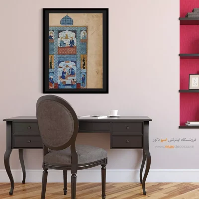 تابلو نقاشی مینیاتور هنری - بهرام گور در عمارت آبی – تابلو نقاشی ایرانی - اسپو دکور