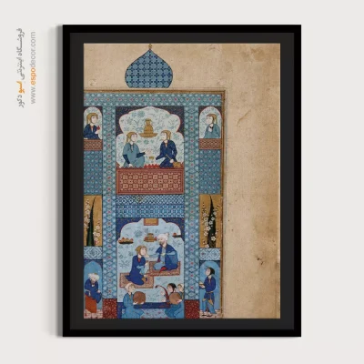 تابلو نقاشی مینیاتور هنری - بهرام گور در عمارت آبی – تابلو نقاشی ایرانی - اسپو دکور