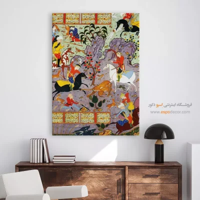 تابلو نقاشی های هنر اسلامی ایران - بهرام و آزاده – تابلو نقاشی ایرانی - اسپو دکور