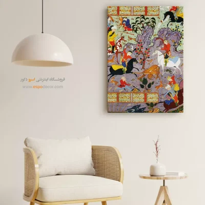 تابلو نقاشی های هنر اسلامی ایران - بهرام و آزاده – تابلو نقاشی ایرانی - اسپو دکور