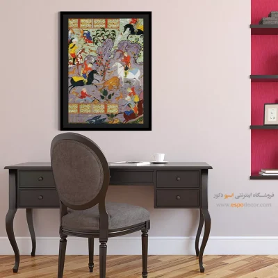 تابلو نقاشی های هنر اسلامی ایران - بهرام و آزاده – تابلو نقاشی ایرانی - اسپو دکور