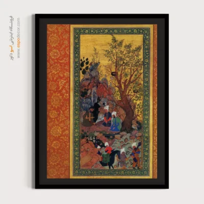 تابلو نگارگری - پادشاه در حضور زاهد – تابلو نقاشی ایرانی - اسپو دکور